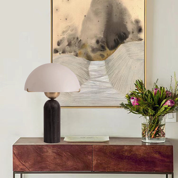 Scandinavian Travertine Marble Glass Resin Dome Table Lamp