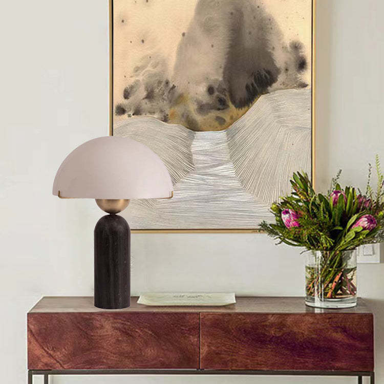 Scandinavian Travertine Marble Glass Resin Dome Table Lamp