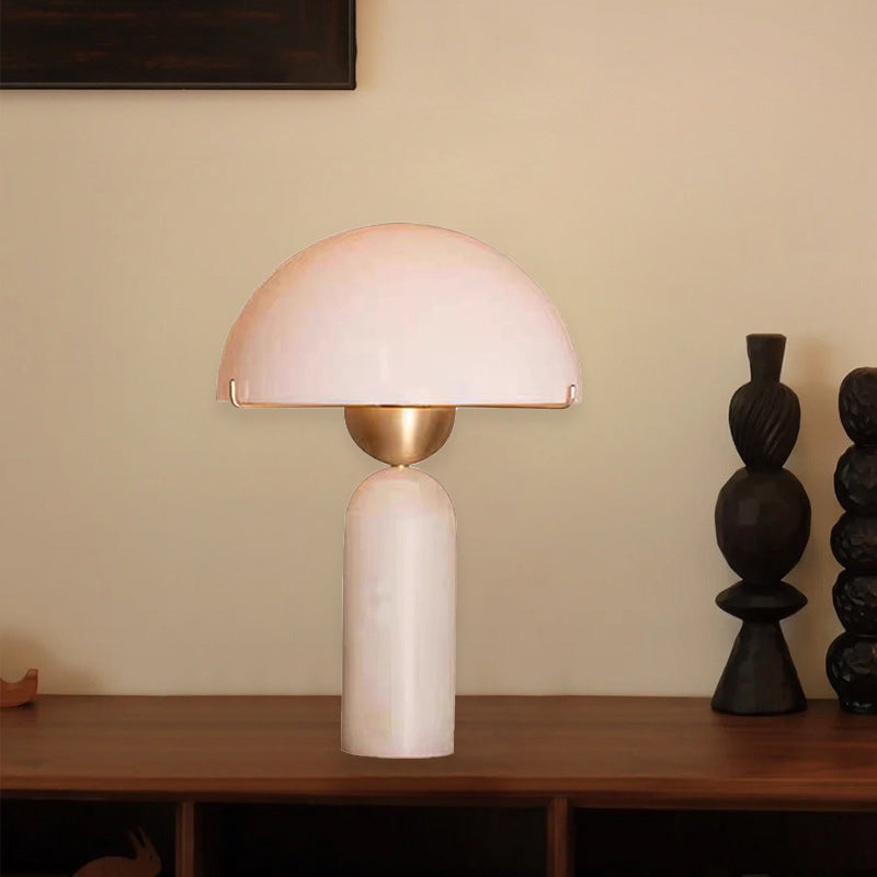 Scandinavian Travertine Marble Glass Resin Dome Table Lamp