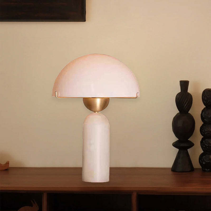 Scandinavian Travertine Marble Glass Resin Dome Table Lamp