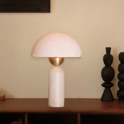 Scandinavian Travertine Marble Glass Resin Dome Table Lamp
