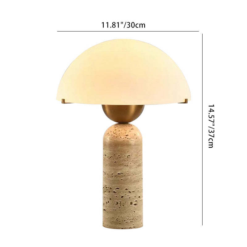 Scandinavian Travertine Marble Glass Resin Dome Table Lamp