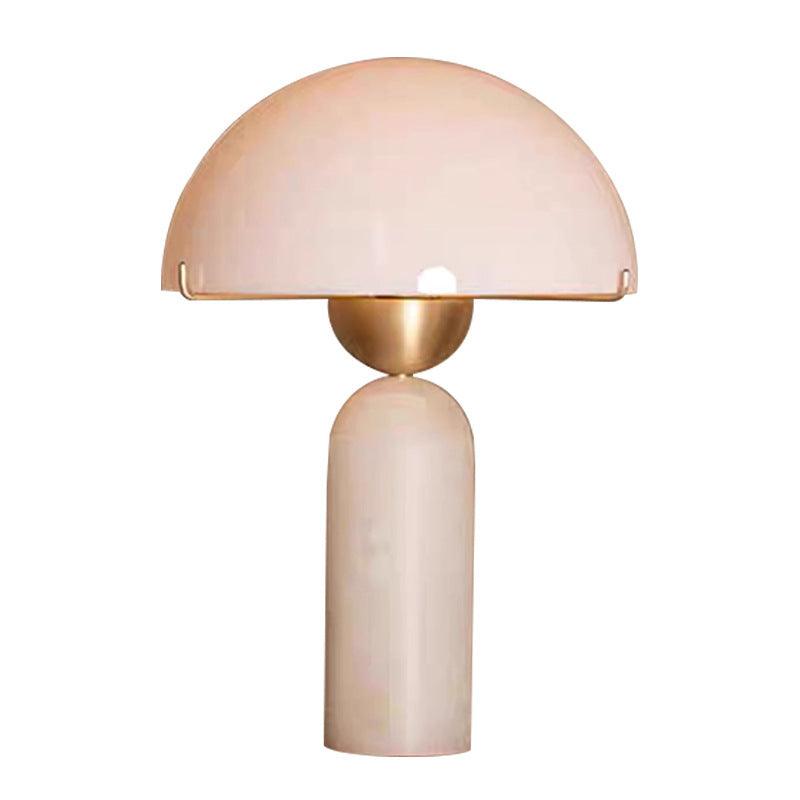 Scandinavian Travertine Marble Glass Resin Dome Table Lamp