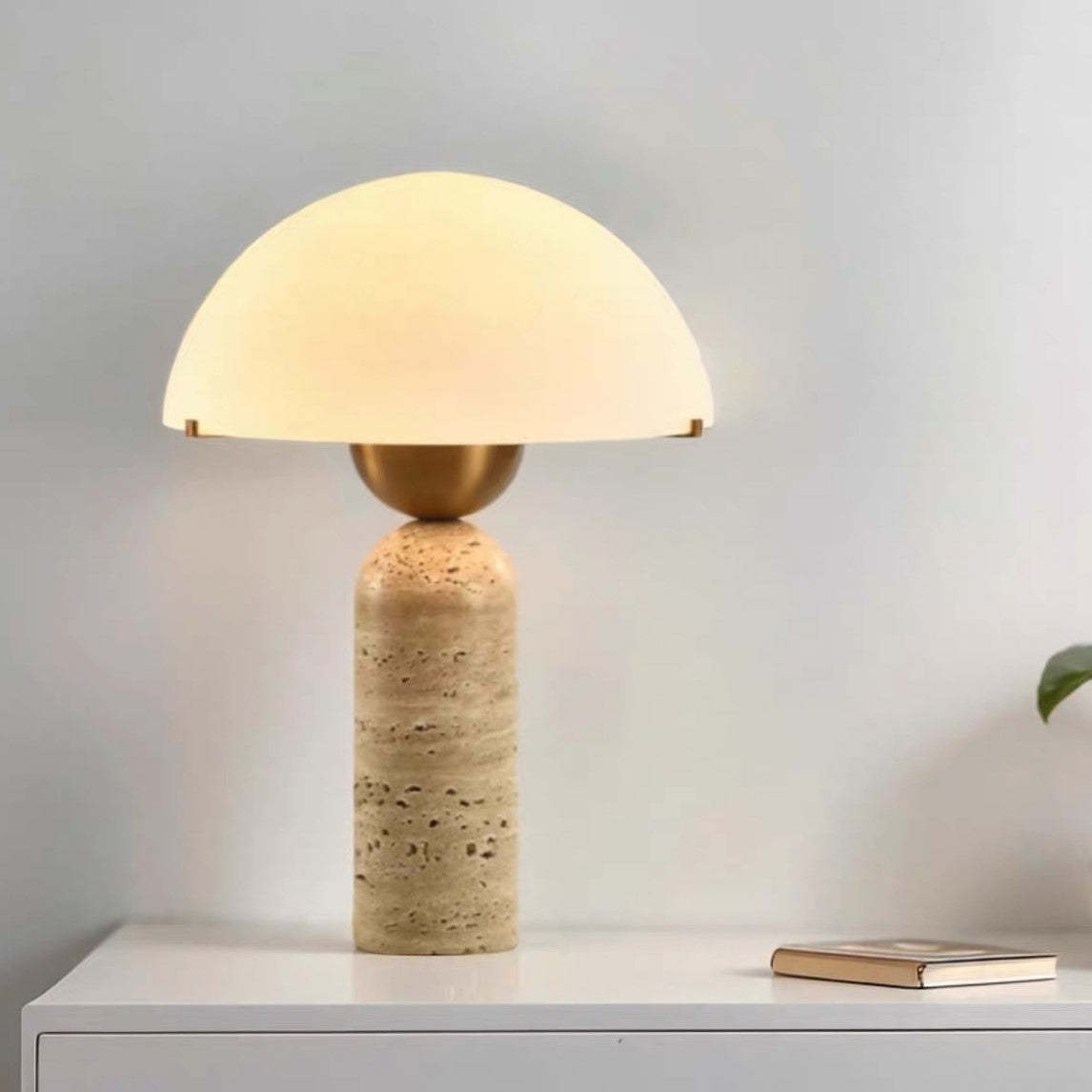 Scandinavian Travertine Marble Glass Resin Dome Table Lamp