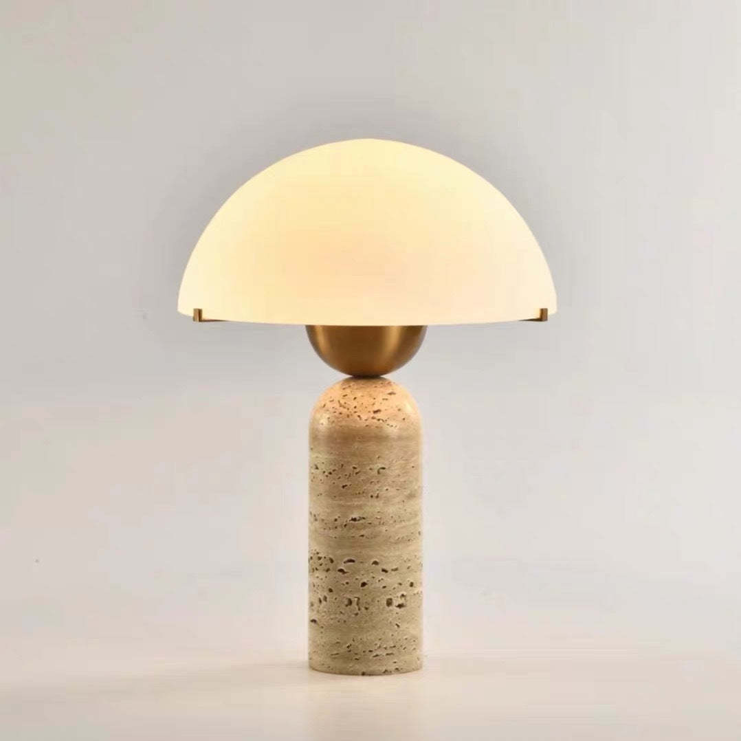 Scandinavian Travertine Marble Glass Resin Dome Table Lamp