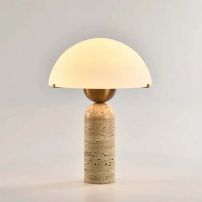 Scandinavian Travertine Marble Glass Resin Dome Table Lamp