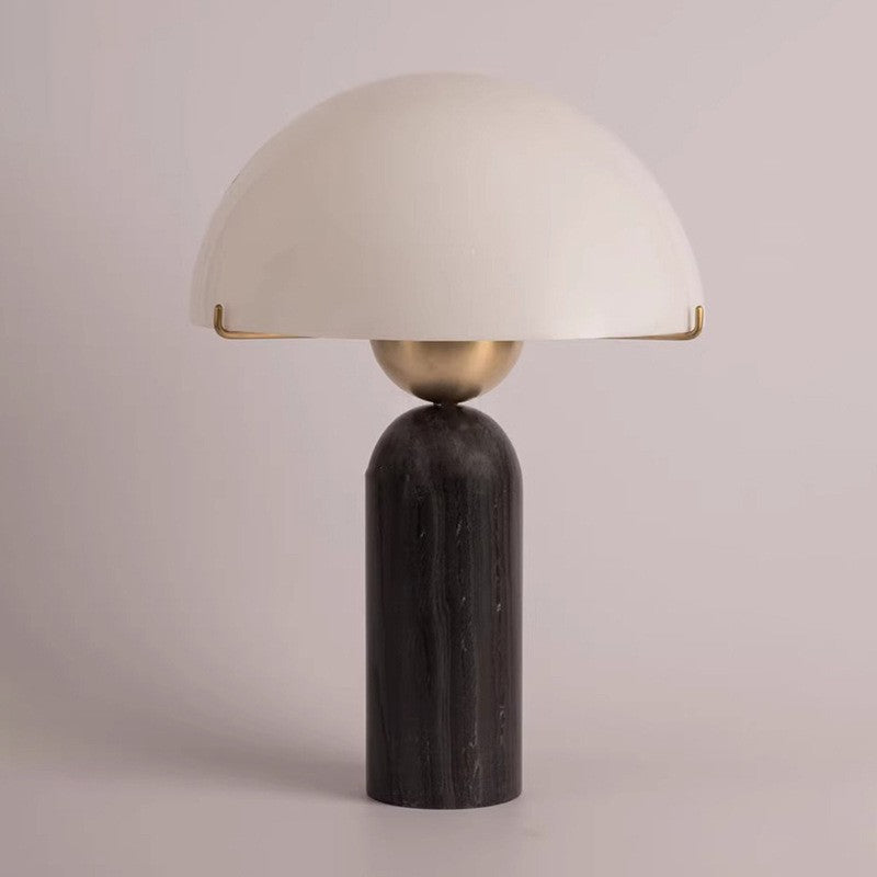 Scandinavian Travertine Marble Glass Resin Dome Table Lamp