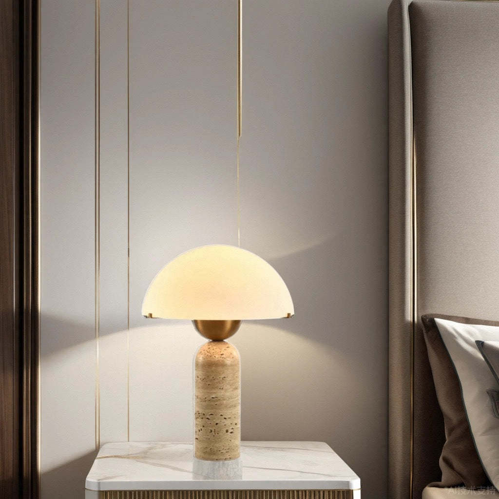Scandinavian Travertine Marble Glass Resin Dome Table Lamp