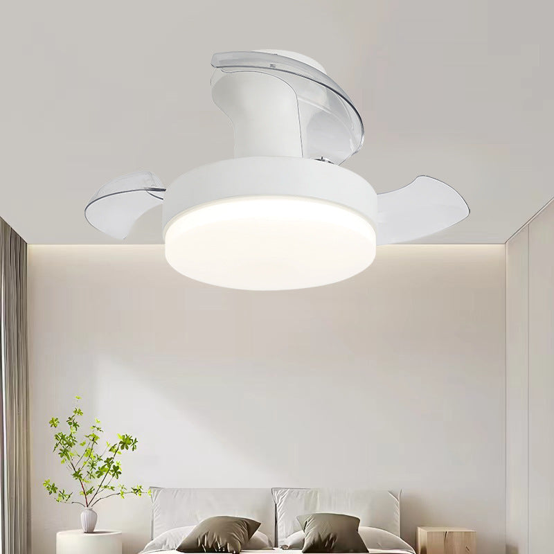 Nordic Iron Stripe Mount Ceiling Fan Light — White / Infinitely Dimmable / 220V-240V For UK/AU
