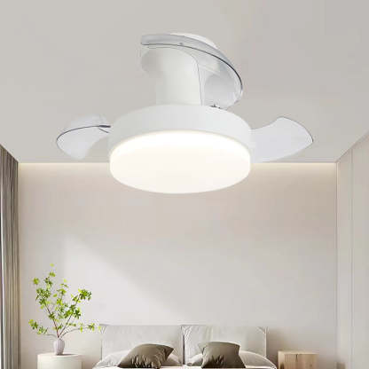 Nordic Iron Stripe Mount Ceiling Fan Light — White / Infinitely Dimmable / 220V-240V For UK/AU