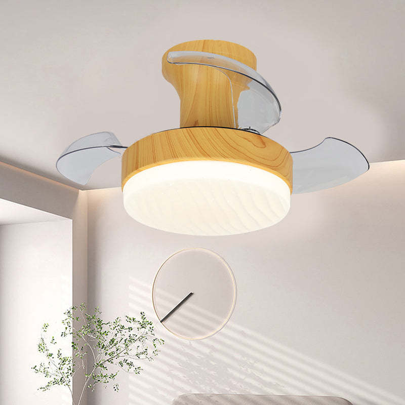 Nordic Iron Stripe Mount Ceiling Fan Light — White + Black / Infinitely Dimmable / 220V-240V For UK/AU