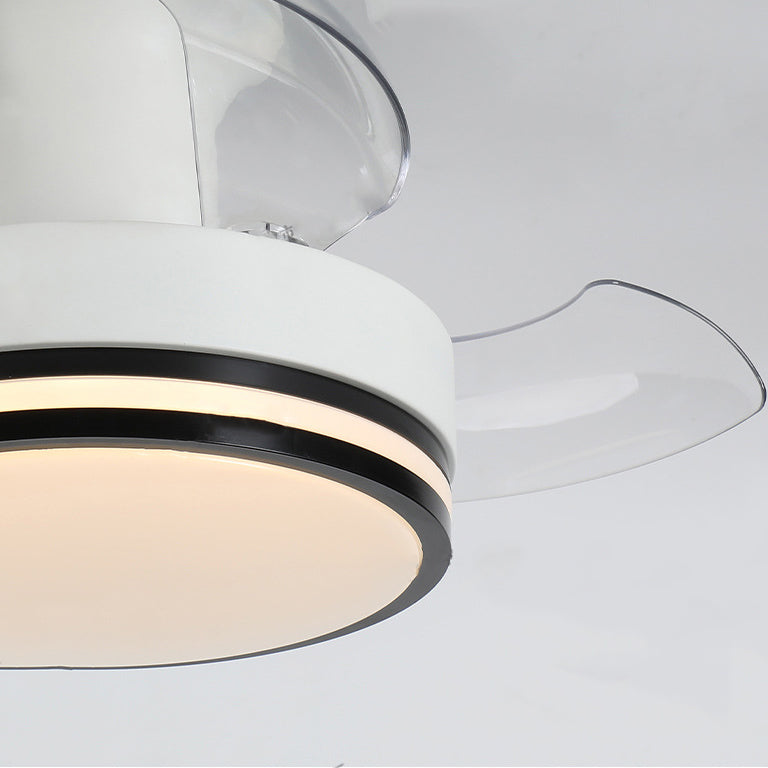 Nordic Iron Stripe Mount Ceiling Fan Light — Silver / Infinitely Dimmable / 220V-240V For UK/AU