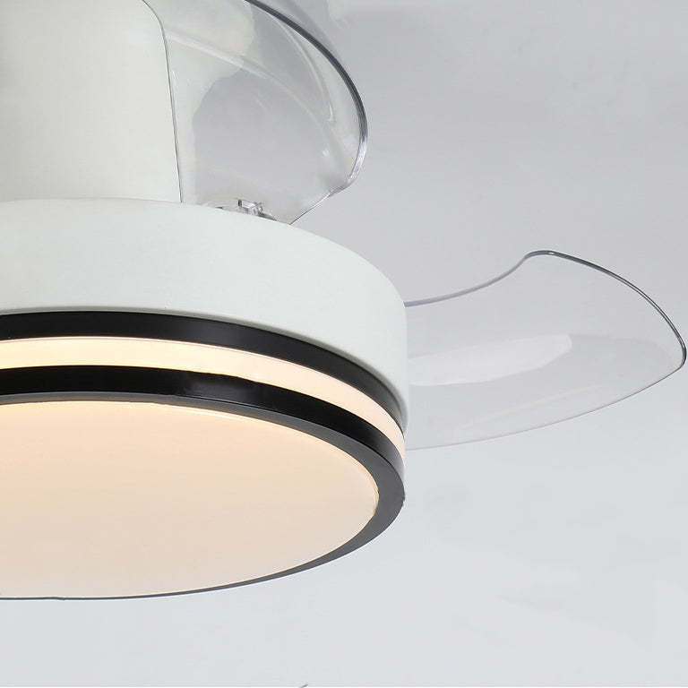 Nordic Iron Stripe Mount Ceiling Fan Light — Silver / Infinitely Dimmable / 220V-240V For UK/AU
