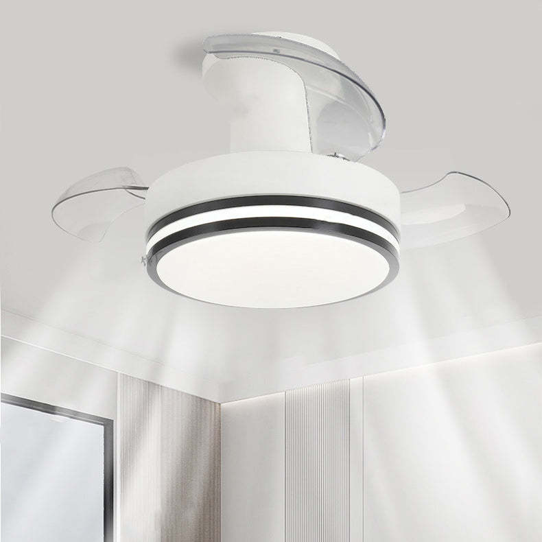 Nordic Iron Stripe Mount Ceiling Fan Light — Wood Color / Infinitely Dimmable / 220V-240V For UK/AU