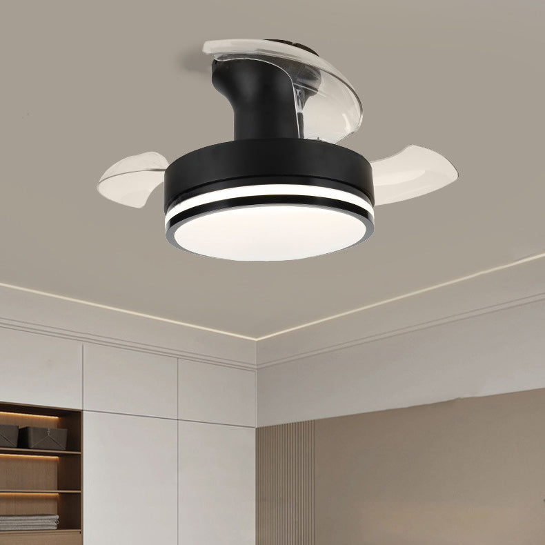 Nordic Iron Stripe Mount Ceiling Fan Light — White / Infinitely Dimmable / 110V-120V For US/CA
