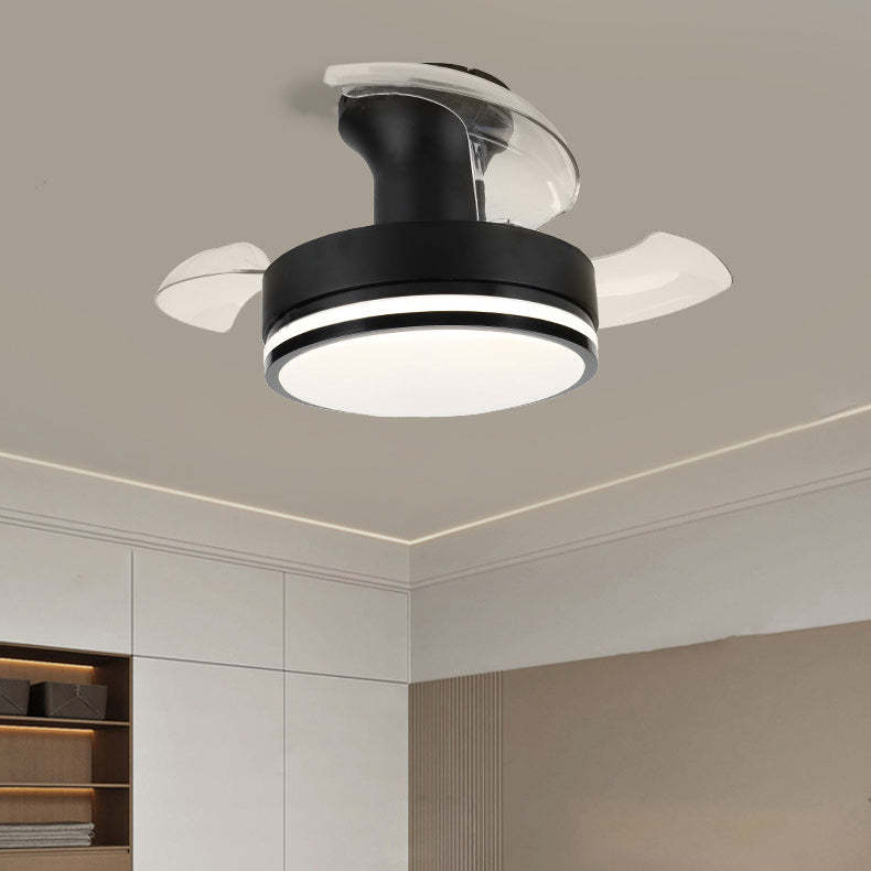 Nordic Iron Stripe Mount Ceiling Fan Light — White / Infinitely Dimmable / 110V-120V For US/CA