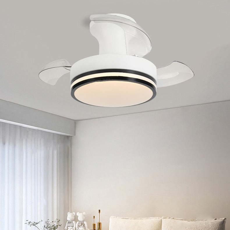 Nordic Iron Stripe Mount Ceiling Fan Light — White + Black / Infinitely Dimmable / 110V-120V For US/CA