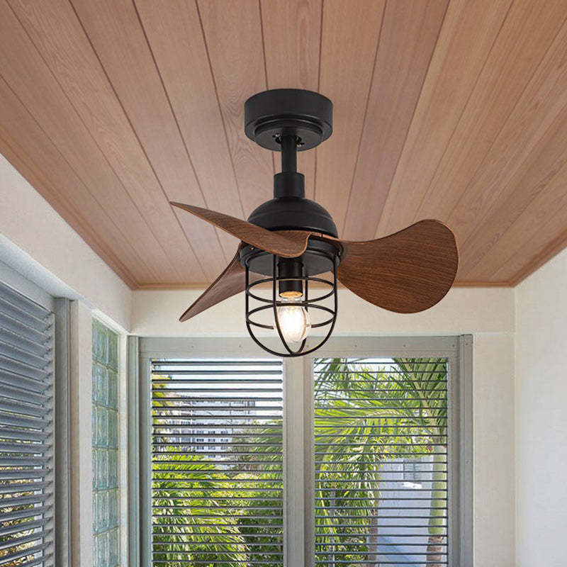 Industrial Iron Cylinder Cage Fan Light
