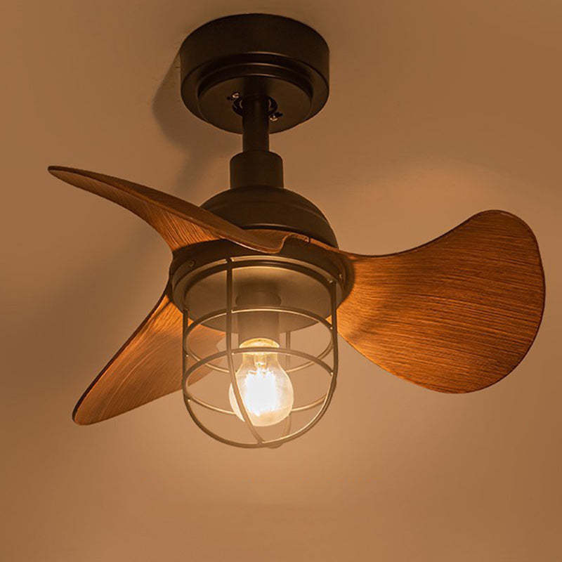 Industrial Iron Cylinder Cage Fan Light