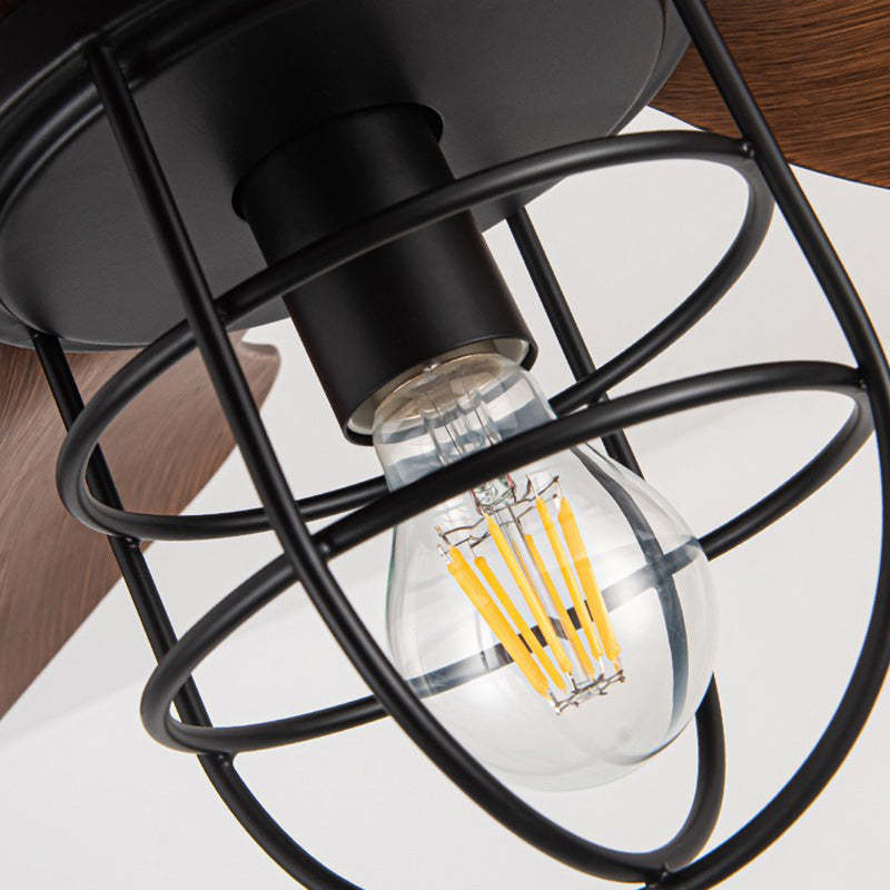 Industrial Iron Cylinder Cage Fan Light