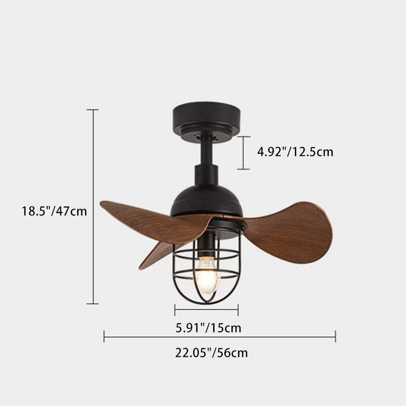 Industrial Iron Cylinder Cage Fan Light
