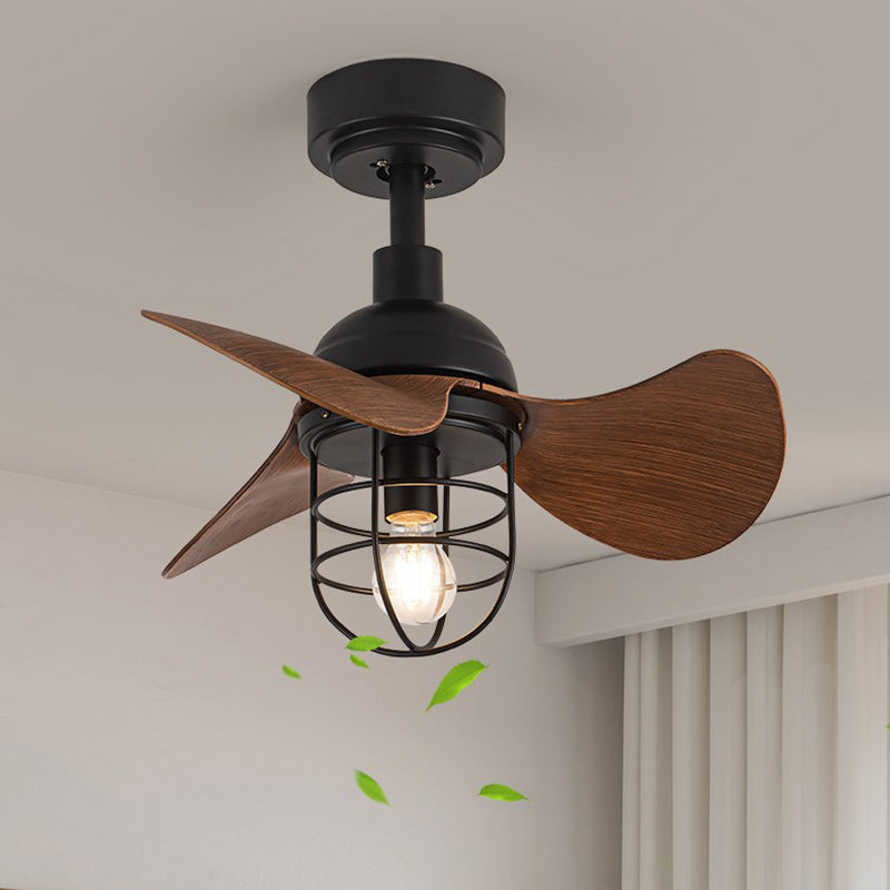 Industrial Iron Cylinder Cage Fan Light