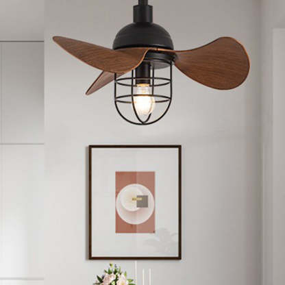 Industrial Iron Cylinder Cage Fan Light