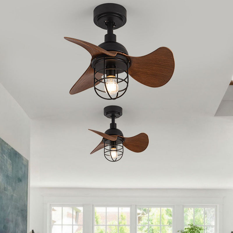 Industrial Iron Cylinder Cage Fan Light