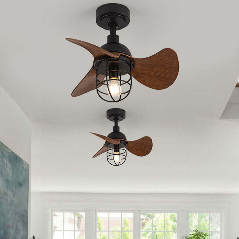 Industrial Iron Cylinder Cage Fan Light