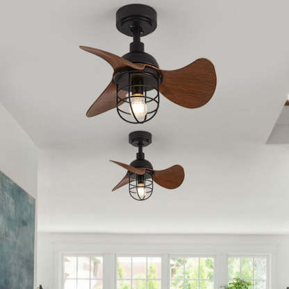 Industrial Iron Cylinder Cage Fan Light