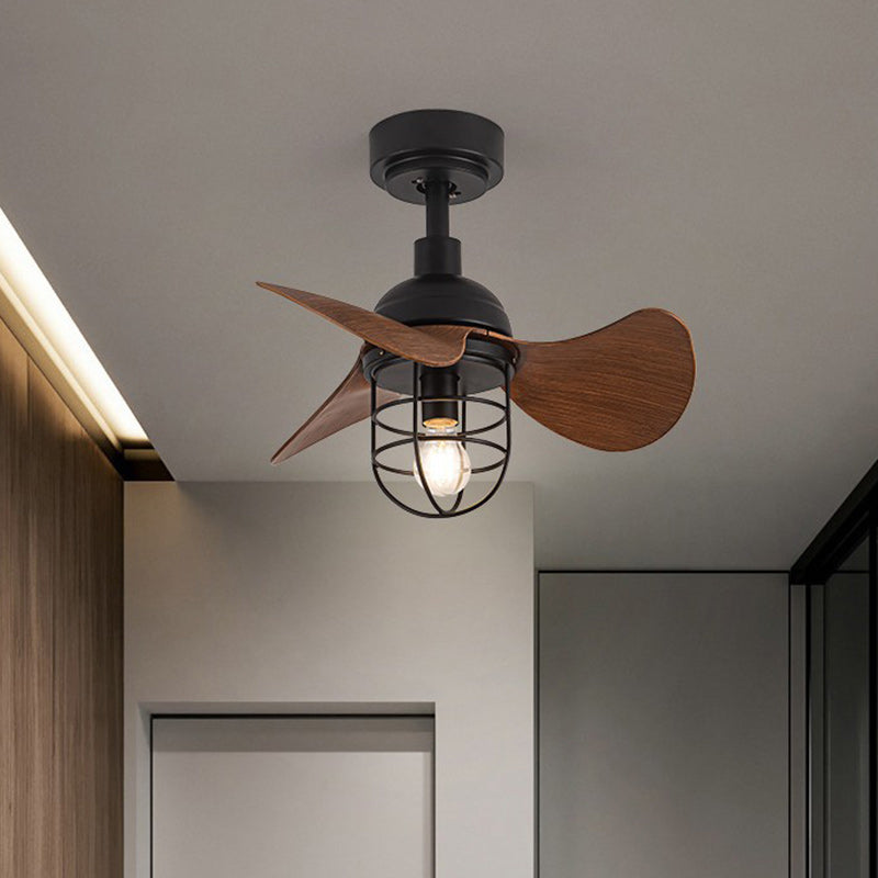 Industrial Iron Cylinder Cage Fan Light