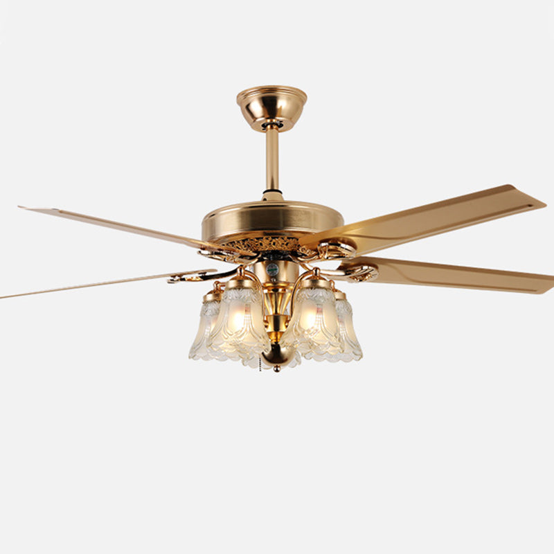 European Bell Iron Ceiling Fan Light — B - Wood / 110V-120V For US/CA