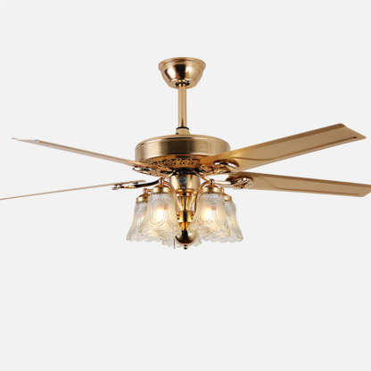 European Bell Iron Ceiling Fan Light — B - Wood / 110V-120V For US/CA