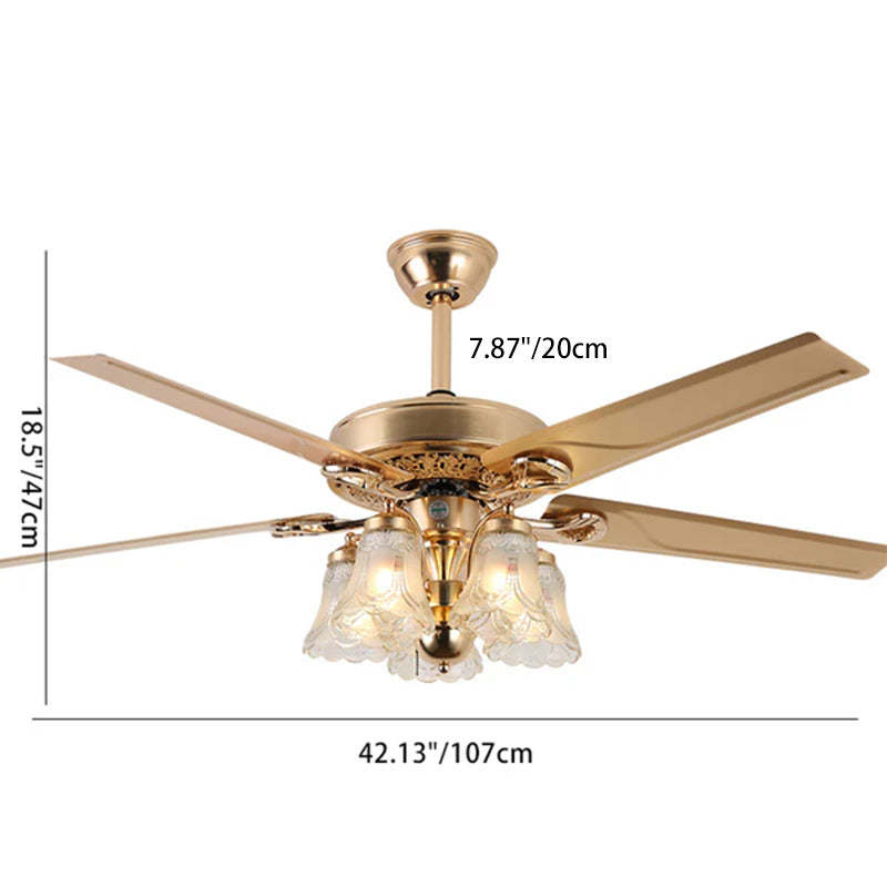 European Bell Iron Ceiling Fan Light — B - Wood / 110V-120V For US/CA