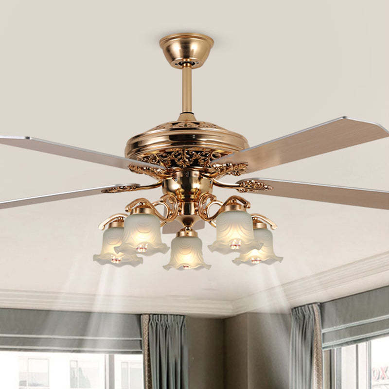 European Bell Iron Ceiling Fan Light — B - Wood / 220V-240V For UK/AU