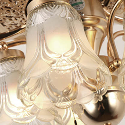 European Bell Iron Ceiling Fan Light — A - Wood / 220V-240V For UK/AU