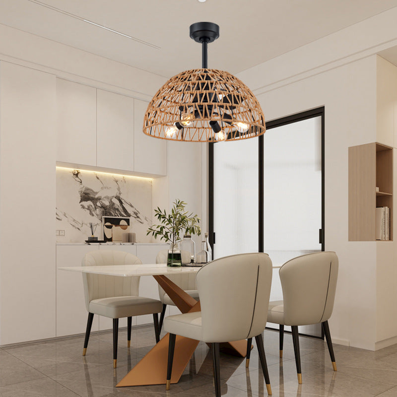Industrial Iron Dome Ceiling Fan Light