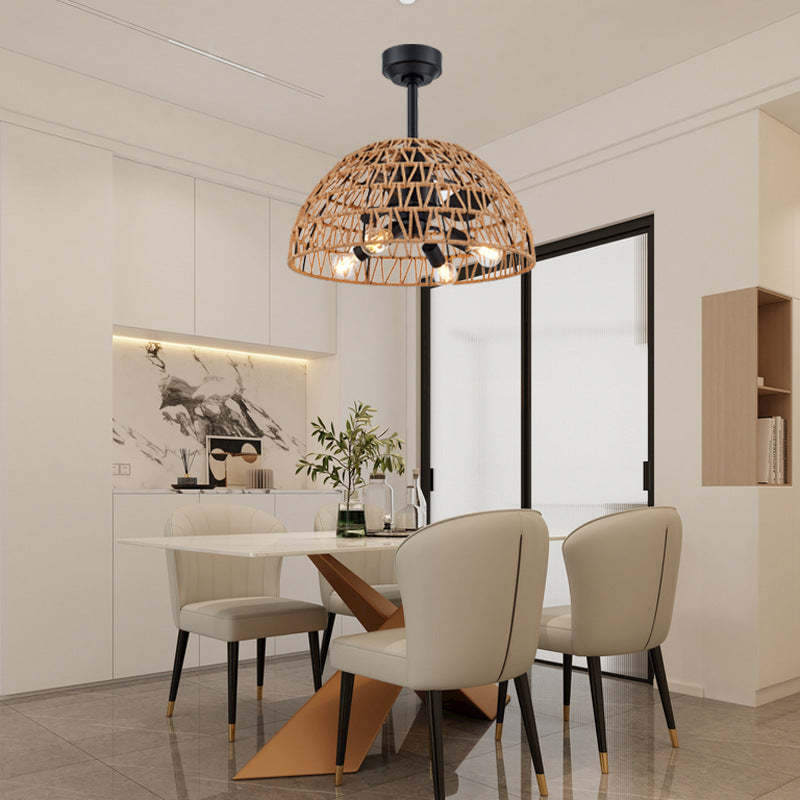 Industrial Iron Dome Ceiling Fan Light