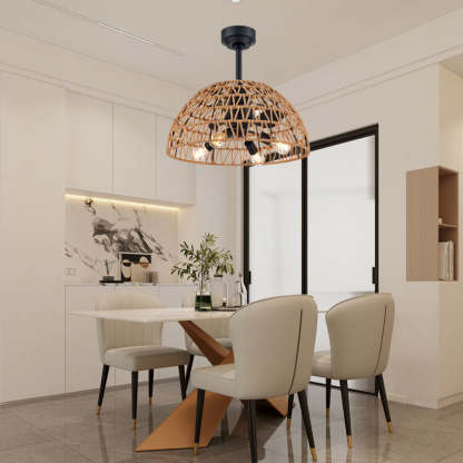 Industrial Iron Dome Ceiling Fan Light