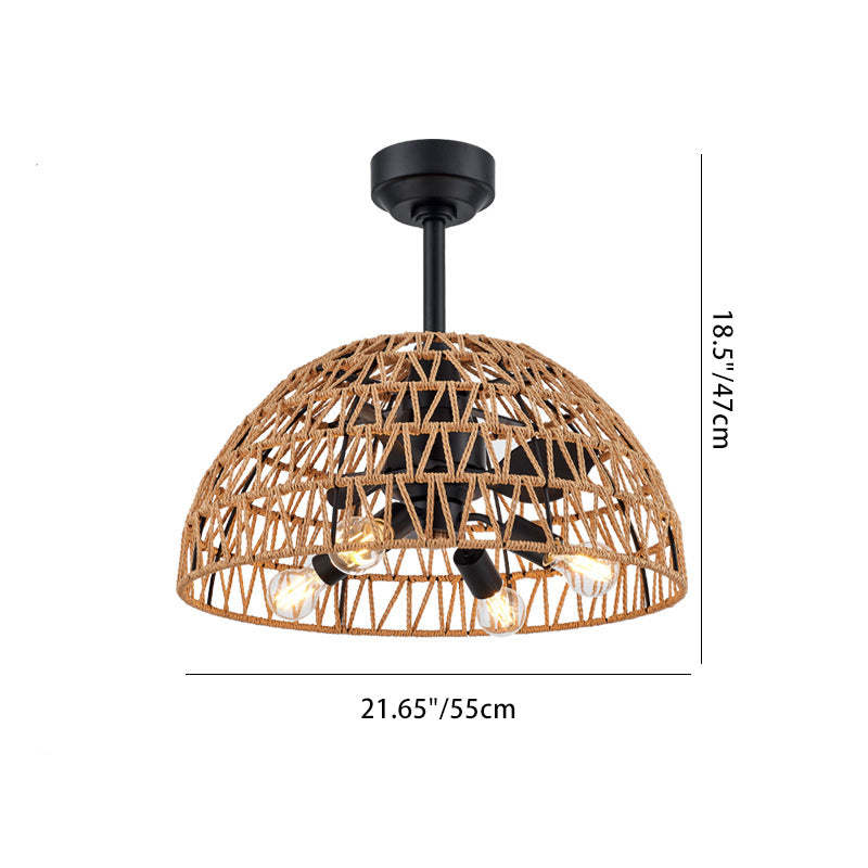Industrial Iron Dome Ceiling Fan Light
