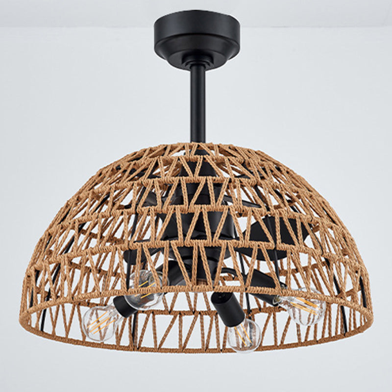 Industrial Iron Dome Ceiling Fan Light