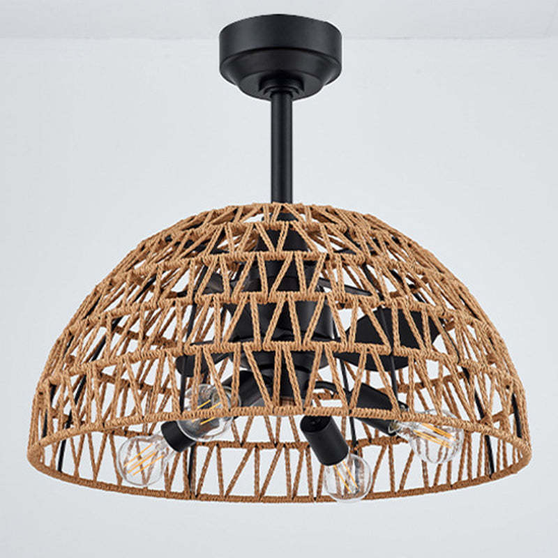 Industrial Iron Dome Ceiling Fan Light