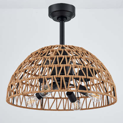 Industrial Iron Dome Ceiling Fan Light