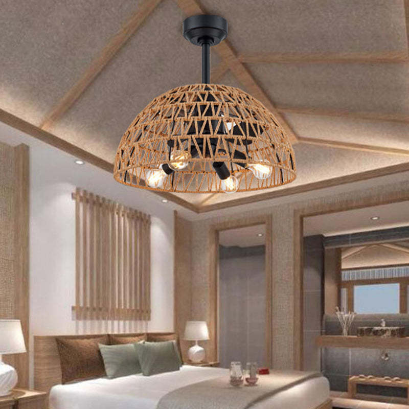 Industrial Iron Dome Ceiling Fan Light