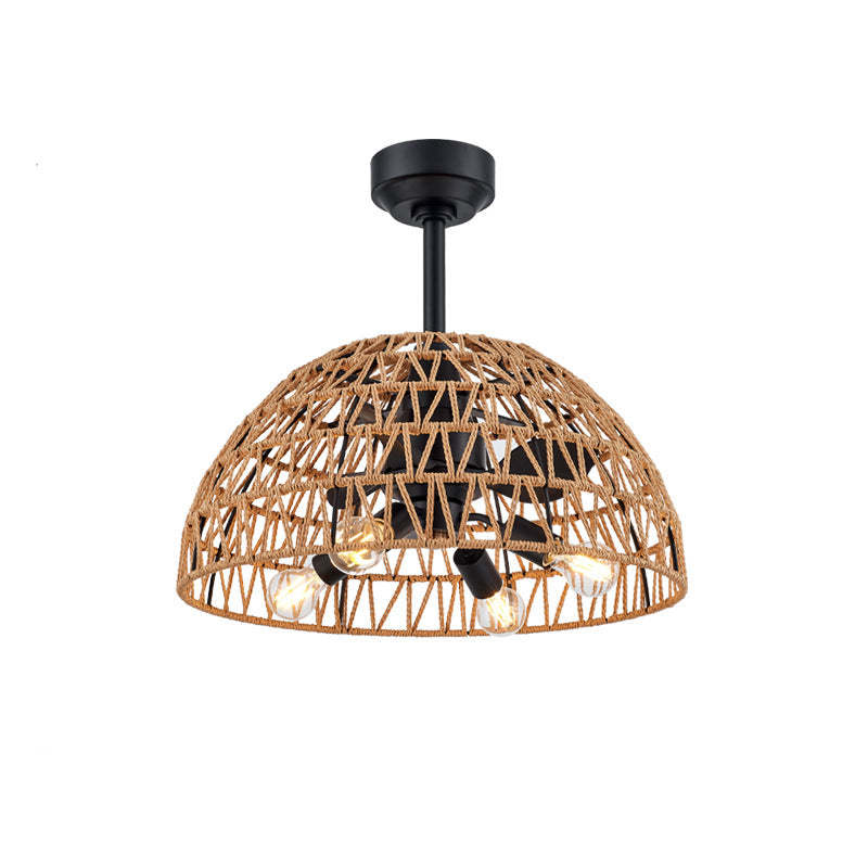 Industrial Iron Dome Ceiling Fan Light