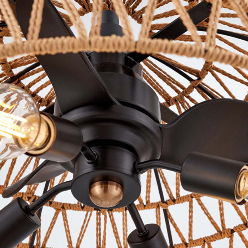 Industrial Iron Dome Ceiling Fan Light