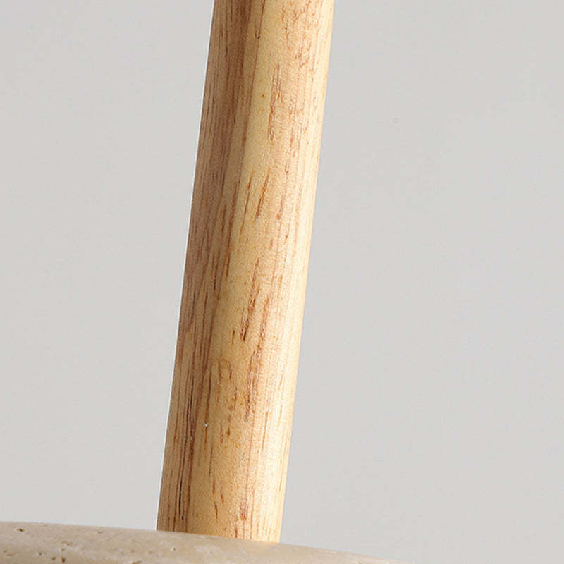 Japanese Round Travertine Wood LED Island Pendant