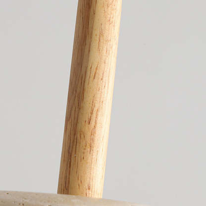 Japanese Round Travertine Wood LED Island Pendant