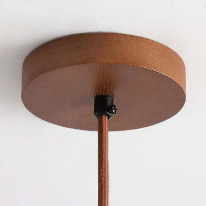 Japanese Round Travertine Wood LED Island Pendant