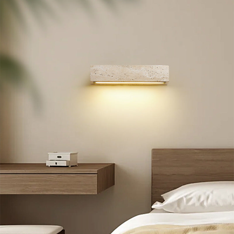 Retro Waterproof Travertine Rectangular LED Sconce — Warm Light(3000K) / Waterproof - 110V-120V For US/CA